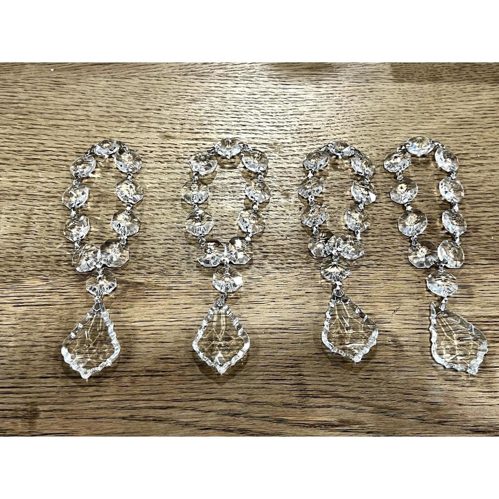 Fifth Avenue Napkin Rings 24% Lead Crystal & Faceted Clear Crystal Set 4